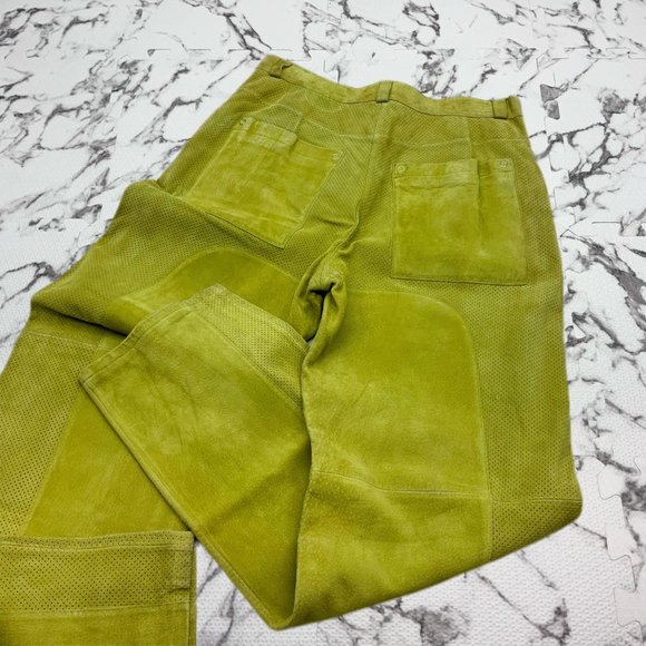 Men’s Davoucci Avocado 100% Genuine Leather Suede Pants - Picture 3 of 3